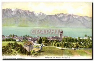 Old Postcard Vevey And De Savoie Alps