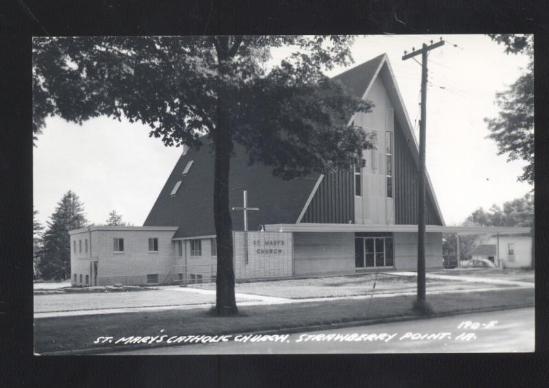 RPPC STRAWBERRY POINT IOWA ST. MARY'S CATHOLIC CHURCH REAL PHOTO POSTCARD