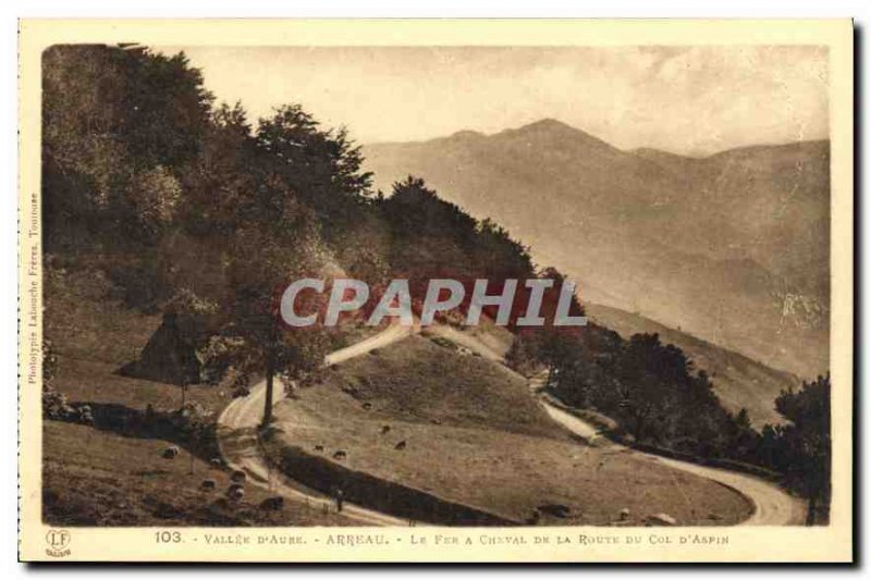 Old Postcard Vallee Aure Arreau The iron horse of the Route du Col d'Aspin