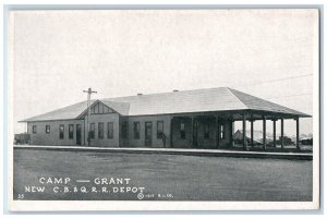 c1920 New CB & RR Depot Camp Grant Railroad Illinois IL Vintage Antique Postcard