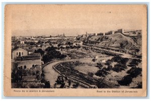 c1920's Road to the Station of Jerusalem Israel Vintage Posted Postcard