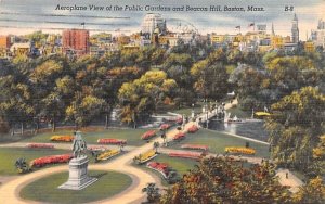 Aeroplane View of the Public Gardens in Boston, Massachusetts and Beacon Hill.