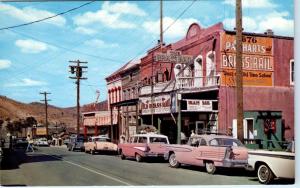 VIRGINIA CITY, NV  Nevada  MINING TOWN  Street Scene  COOL c1950s Cars  Postcard