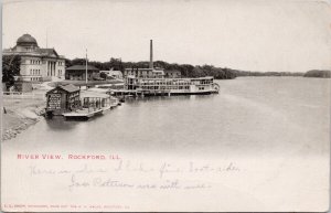 Rockford Illinois River View Paddlewheeler Steamboat Kropp Postcard H40