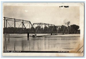 1909 Bridge River High Water View Larned Kansas KS RPPC Photo Posted Postcard