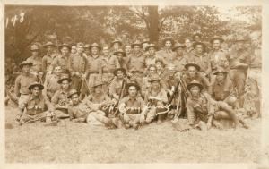 US MILITARY GROUP PHOTO WWI ERA ANTIQUE REAL PHOTO POSTCARD RPPC