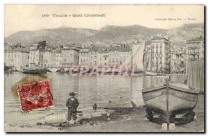 Toulon Old Postcard Kronstadt dock (boat child)