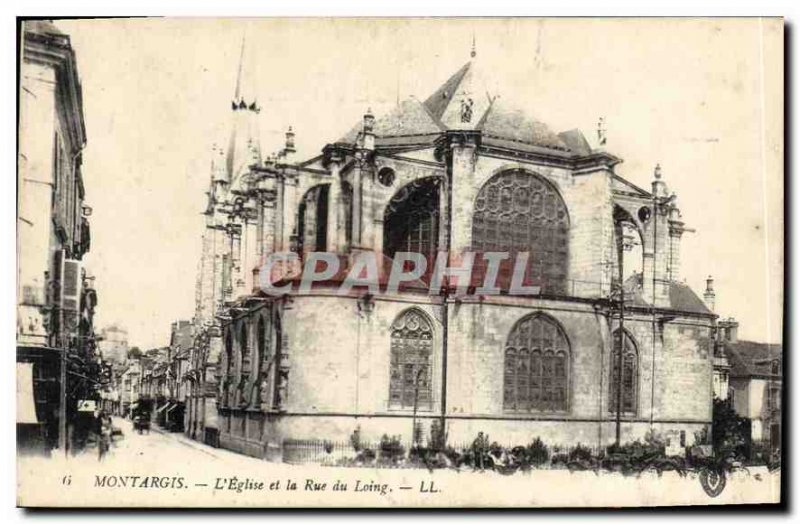 Old Postcard Montargis The Church and the Rue du Loing