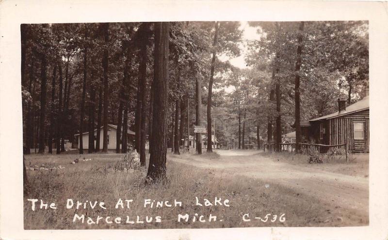 D7/ Marcellus Michigan Mi Real Photo RPPC Postcard c40s Finch Lake Cabins 6 