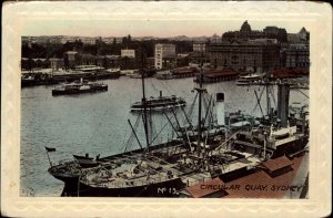 Sydney Australia Circular Quay Tinted Real Photo Vintage Postcard