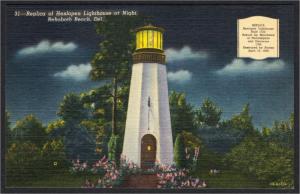 Rehoboth Beach DE Cape Henlopen Lighthouse Replica 1940s Linen Postcard