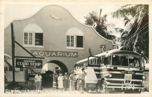 Postcard RPPC Florida Key West Greyhound sightseeing bus aquarium 23-10936