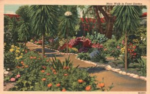 Vintage Postcard Main Walk Front Garden Mission San Juan Capistrano California