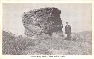 E45/ Cadiz Ohio Postcard c1910 Standing Rock Geology Man 