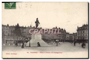 Old Postcard Valencia Square and statue of championnet