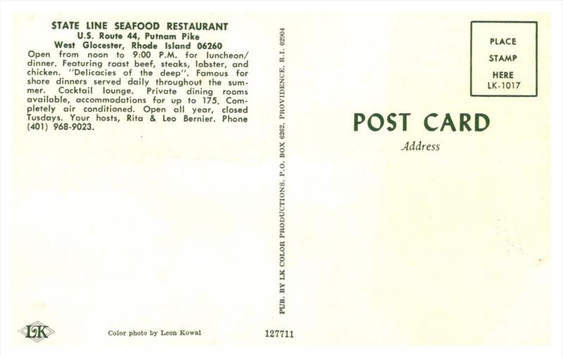 Rhode Island West Glocester , State Line Seafood Restaurant , Dining Room