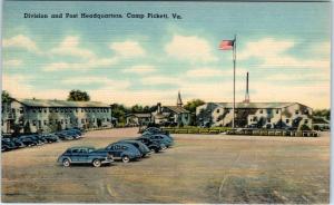 CAMP PICKETT, VA Virginia  Division & Post HEADQUARTERS  WW2   Linen    Postcard