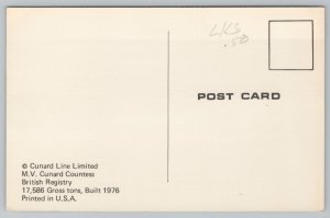Ship~MV Cunard Countess~British Registry~Auto Ferry~Mackinaw~Vintage Postcard 