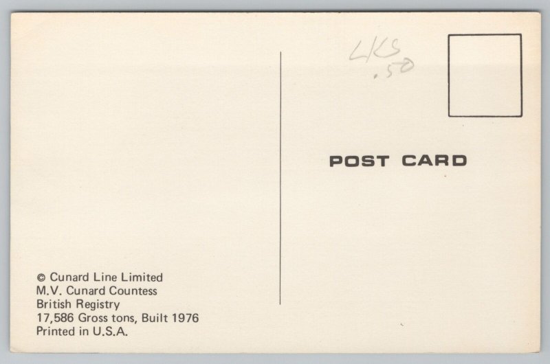 Ship~MV Cunard Countess~British Registry~Auto Ferry~Mackinaw~Vintage Postcard 