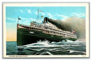 Vintage 1920's Postcard Steamer Western States Detroit & Cleveland Navigation Co