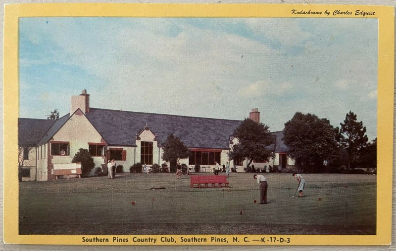 Vintage Postcard 1950's Southern Pines Country Club Southern Pines NC 