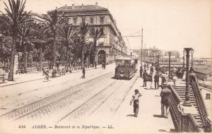 A614 Algeria Alger Algiers Boulevard de Republique Tram vintage postcard
