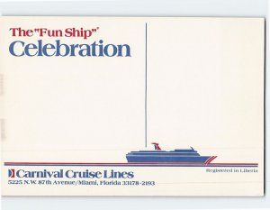 Postcard The Fun Ship Celebration Carnival Cruise Lines Miami Florida USA