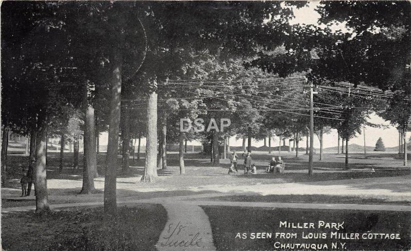 C63 Chautauqua New York Ny Postcard 1906 Miller Park Cottage Kids