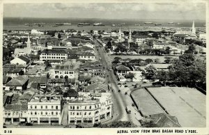 singapore, Aerial View from Bras Basam Road, Tiong Hoa Hotel Bar (1950s) RPPC