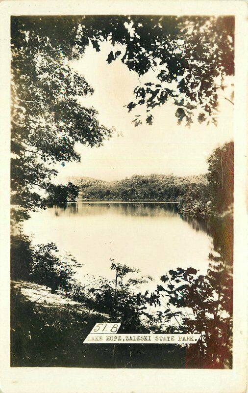 Lake Hope 1940s Zaleski State Park Ohio RPPC Photo Postcard 3515
