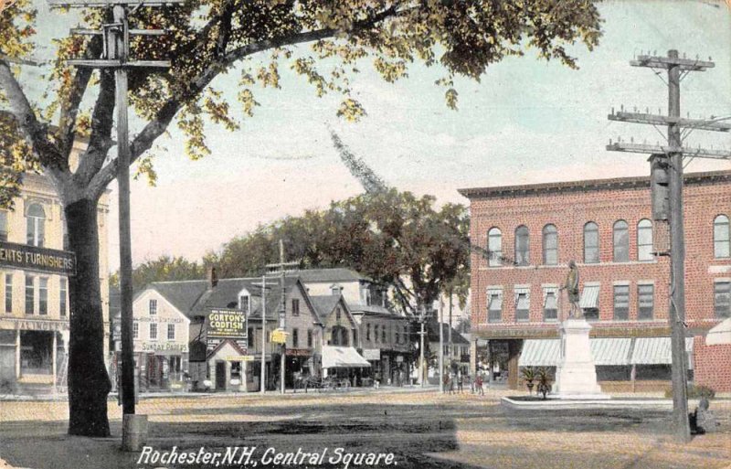 Rochester New Hampshire Central Square Vintage Postcard AA9279