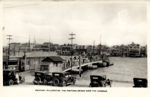 curacao, N.W.I., WILLEMSTAD, Pontoon Bridge over Harbour (1930s) RPPC Postcard