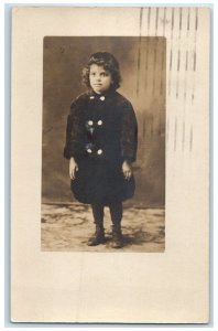 1908 Little Kid Studio Portrait Cedar Rapids Iowa IA RPPC Photo Antique Postcard