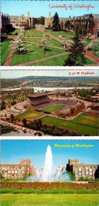 3~4X6 Postcards WA, Seattle UNIVERSITY OF WASHINGTON Campus Views~Husky Stadium