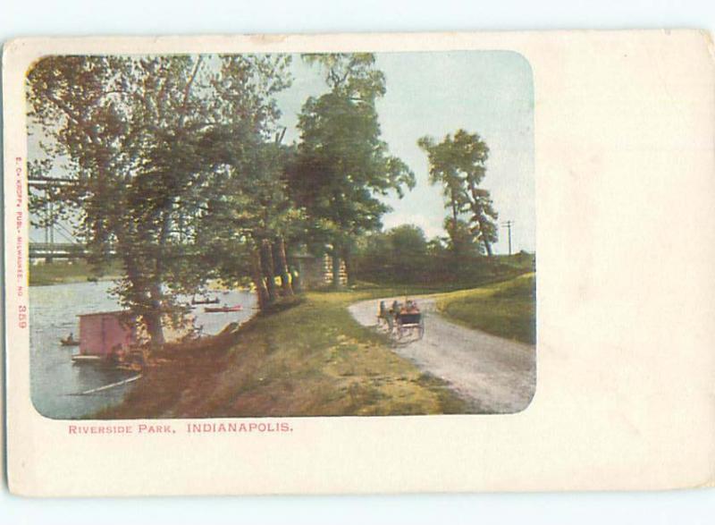 Unused Pre-1907 ROAD AT RIVERSIDE PARK Indianapolis Indiana IN n5543