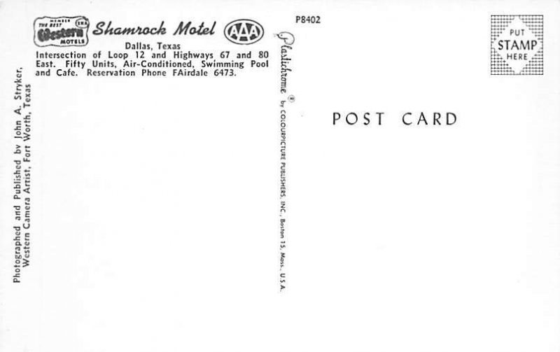 Shamrock Motel Postcard