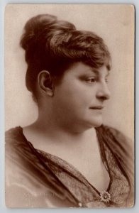 RPPC Lovely Woman Side Profile Aunt Mimmie Pretty Broche Real Photo Postcard J25