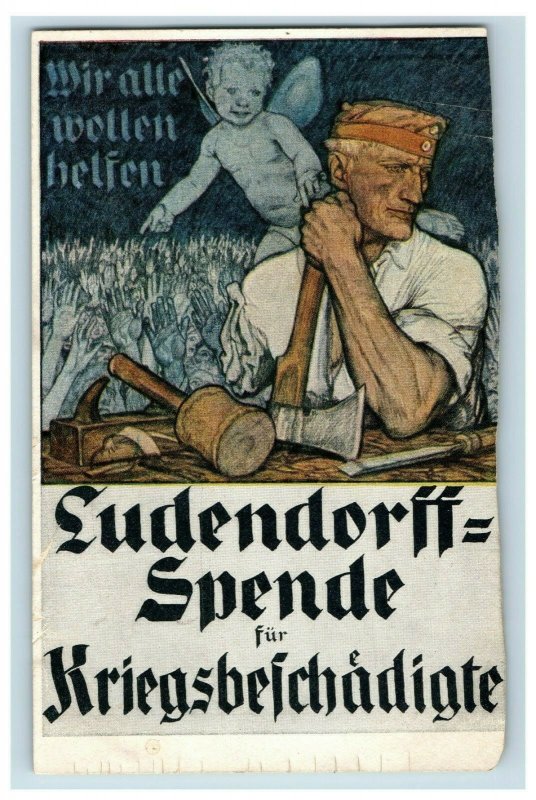 1914 WWI Propaganda Ludendorff-Spende fur Kriegsbeschadigte Poster Art P18