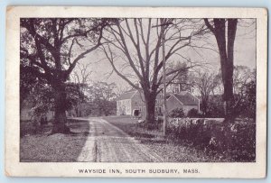 1895 Wayside Inn South Sudbury Massachusetts MA Tress Scene Antique Postcard