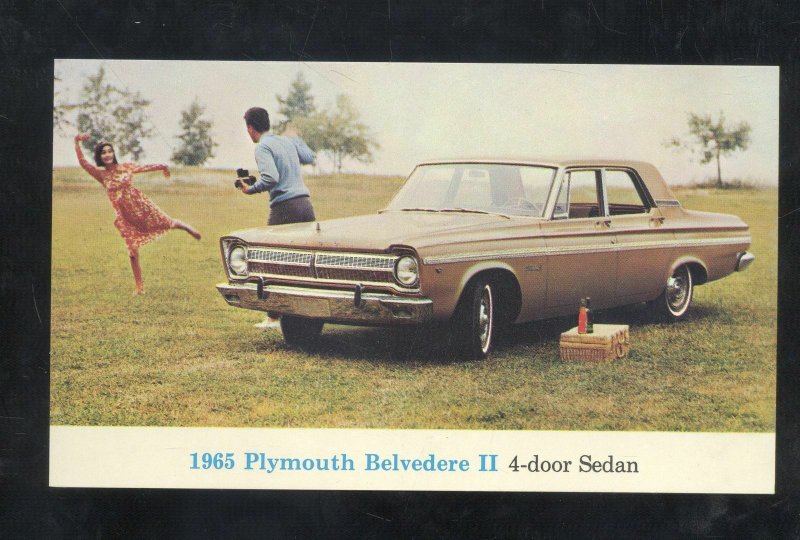 1965 PLYMOUTH BELVEDERE II VINTAGE CAR DEALER ADVERTISING POSTCARD