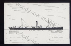 pen148 - Original Pen & Ink Postcard - Anglo-American Oil Tanker - Narragansett