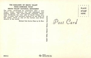 Badlands of Death Valley From Zabriskie Point Panamint c1960s Vintage Postcard
