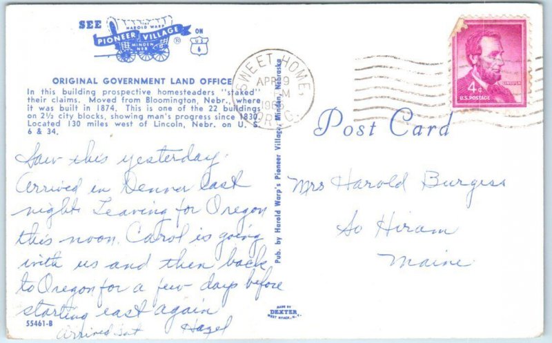 Postcard - Original Government Office, Pioneer Village, Minden, Nebraska, USA