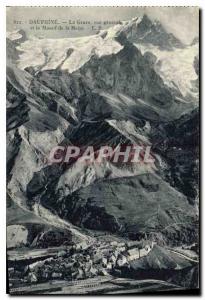 Old Postcard Dauphine La Grave general view and the Massif de la Meije