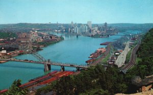 Vintage Postcard 1955 Panorama Pittsburgh PA  Golden Triangle Pennsylvania