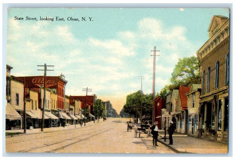 1911 State Street Looking East Scene Olean New York NY Posted Vintage Postcard