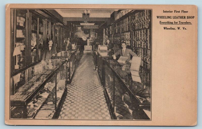  Postcard WV Wheeling Interior View Wheeling Leather Shop Store c1912 S19