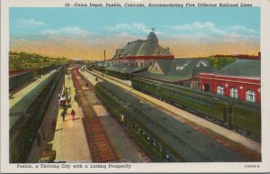 Postcard Railroad Union Depot Pueblo Colorado