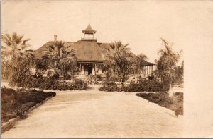Real Photo Postcard Pavilion at Mission Cliff Gardens in San Diego, California