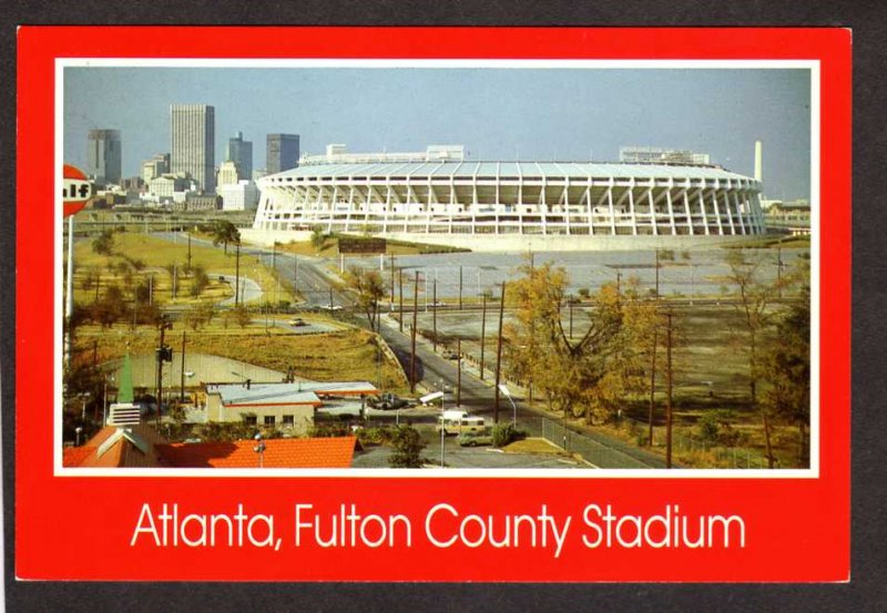 GA Fulton County Stadium Arena Atlanta Braves Falcons Football Baseball Postcard